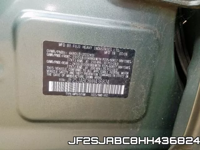 JF2SJABC8HH436824 фото 2