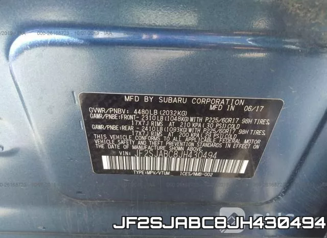JF2SJABC8JH430494 фото 10