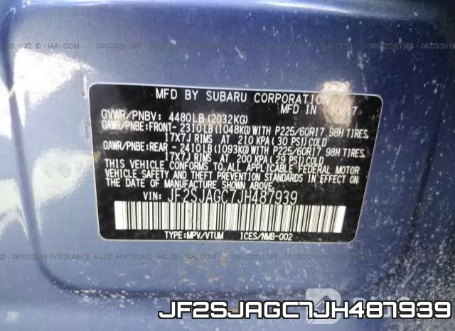 JF2SJAGC7JH487939 фото 10