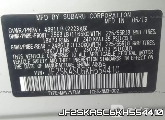 JF2SKASC6KH554410 фото 10
