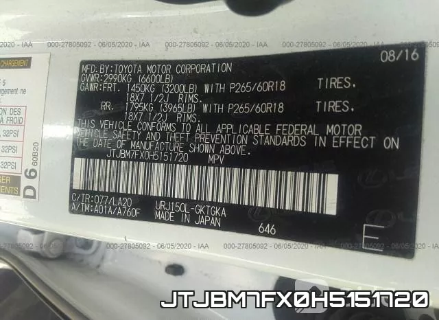 JTJBM7FX0H5151720 фото 10