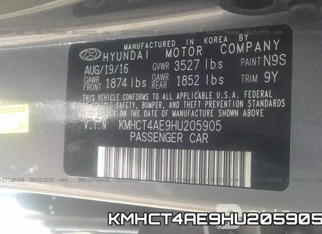 KMHCT4AE9HU205905 фото 10