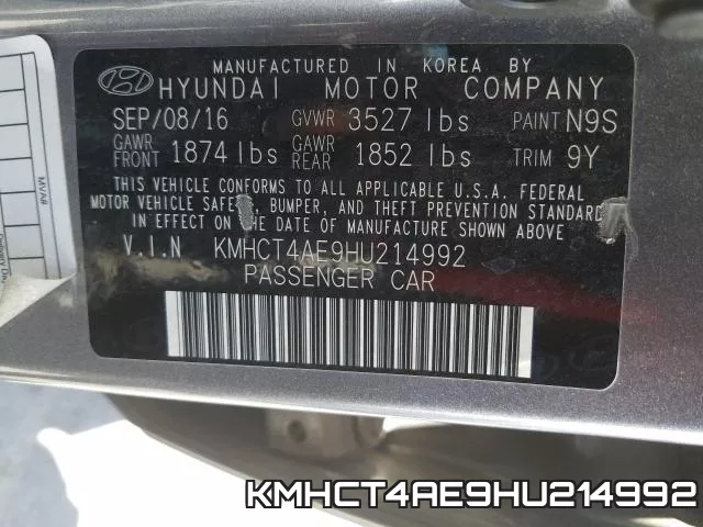 KMHCT4AE9HU214992 фото 2