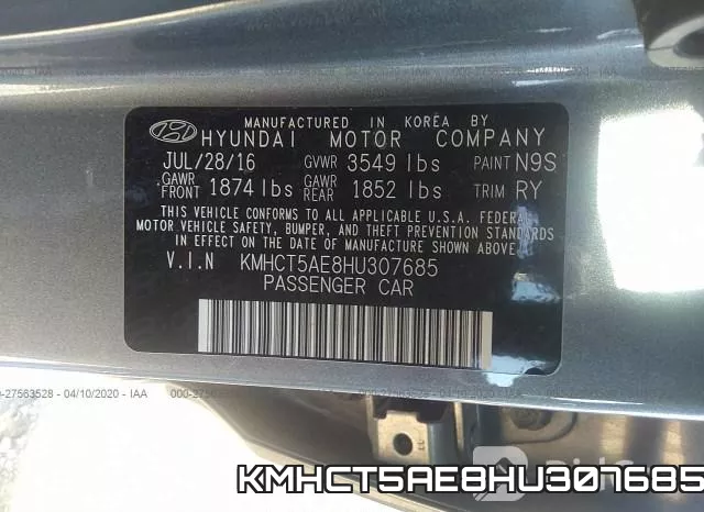 KMHCT5AE8HU307685 фото 10