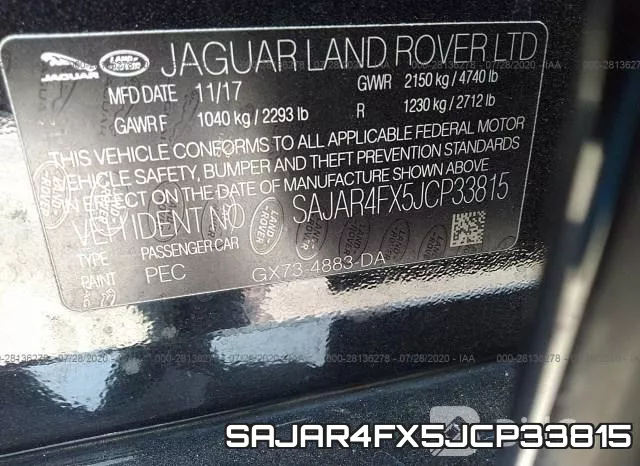 SAJAR4FX5JCP33815 фото 10