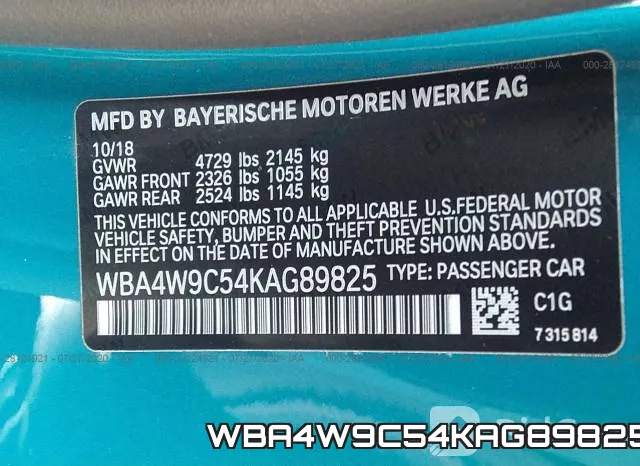 WBA4W9C54KAG89825 фото 10