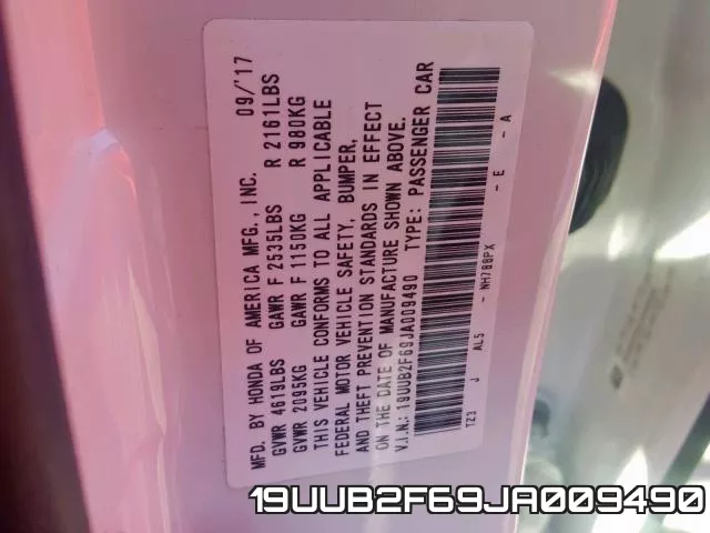 19UUB2F69JA009490 фото 2