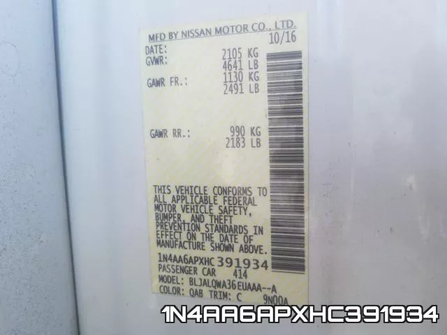 1N4AA6APXHC391934 фото 2