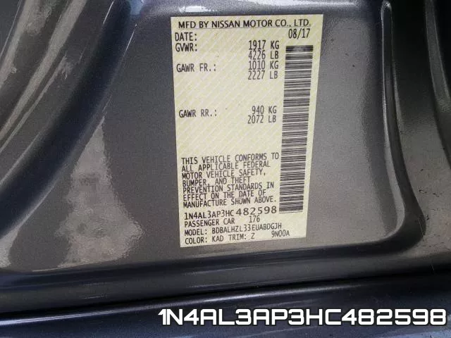 1N4AL3AP3HC482598 фото 2