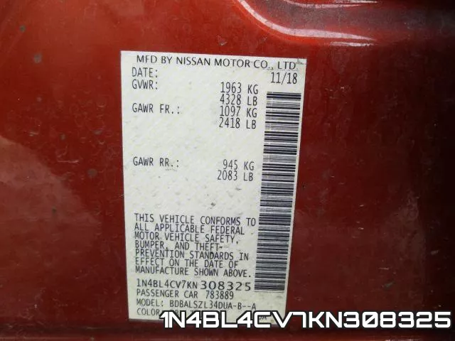 1N4BL4CV7KN308325 фото 2