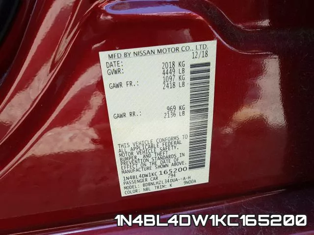 1N4BL4DW1KC165200 фото 2