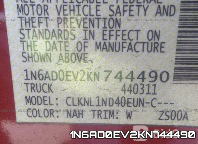 1N6AD0EV2KN744490 фото 10