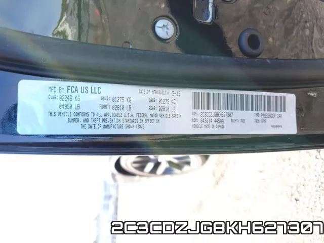 2C3CDZJG8KH627307 фото 2