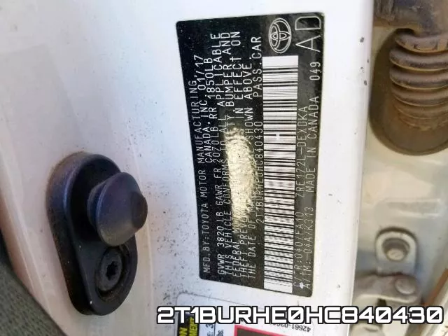 2T1BURHE0HC840430 фото 2