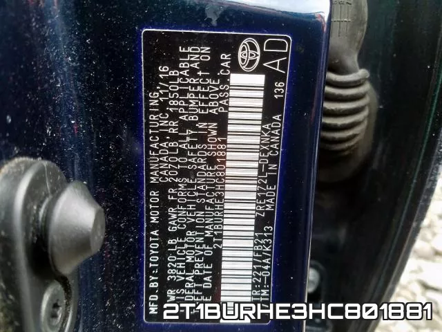 2T1BURHE3HC801881 фото 2