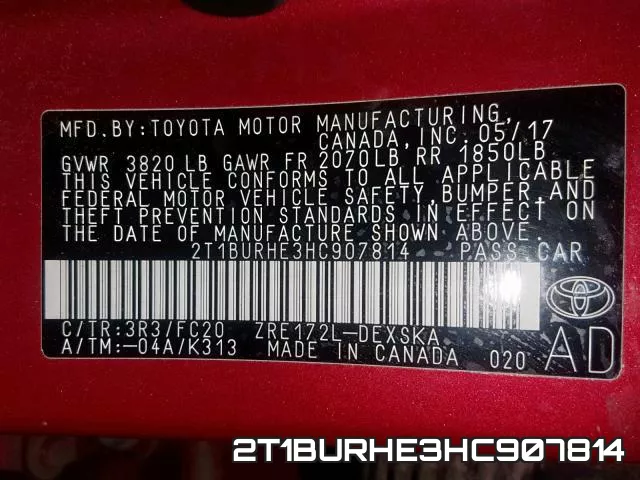 2T1BURHE3HC907814 фото 2