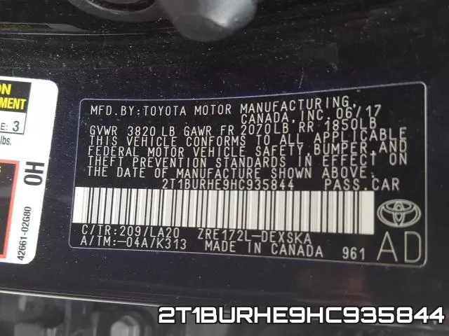 2T1BURHE9HC935844 фото 2