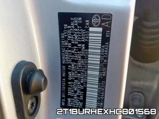 2T1BURHEXHC801568 фото 2