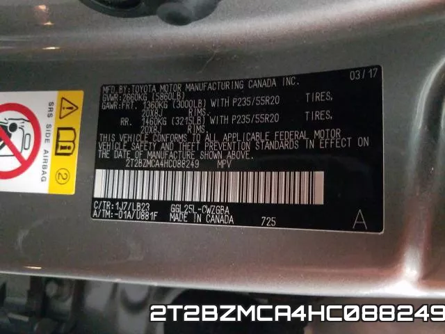 2T2BZMCA4HC088249 фото 2