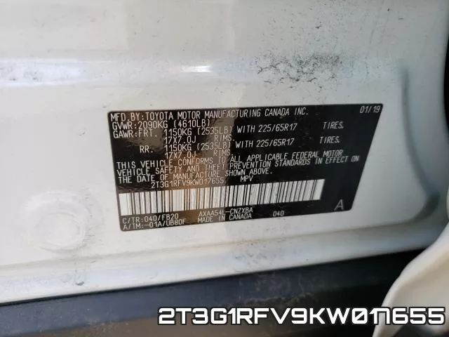 2T3G1RFV9KW017655 фото 2