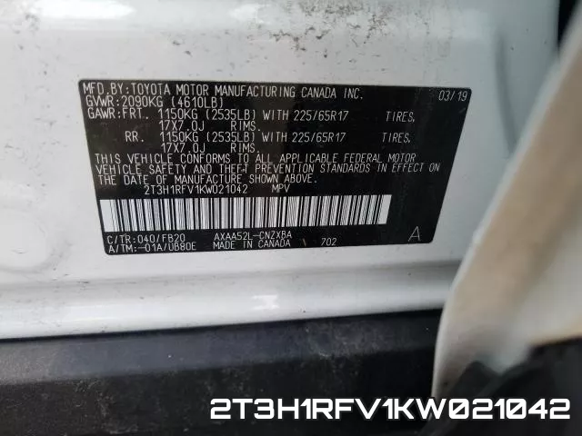 2T3H1RFV1KW021042 фото 2
