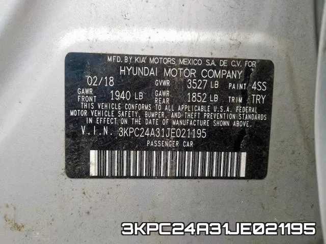 3KPC24A31JE021195 фото 2