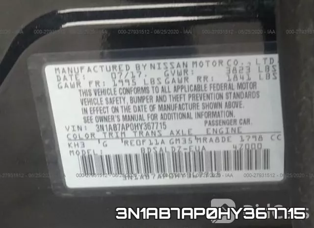 3N1AB7AP0HY367715 фото 9