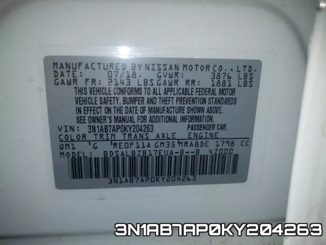 3N1AB7AP0KY204263 фото 2