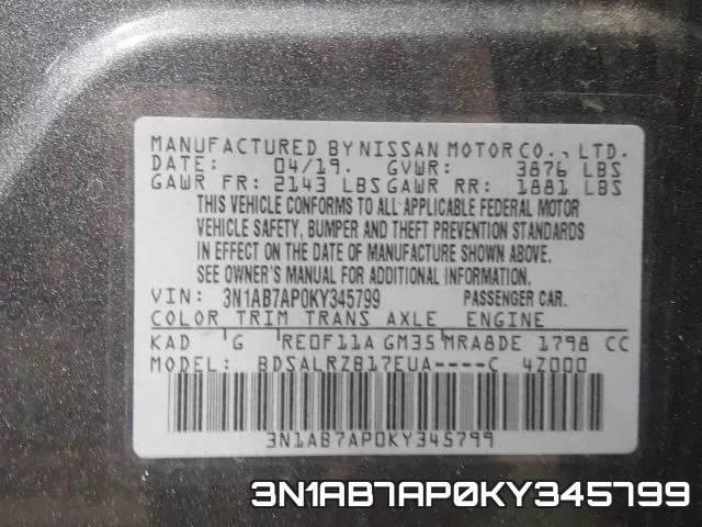 3N1AB7AP0KY345799 фото 2