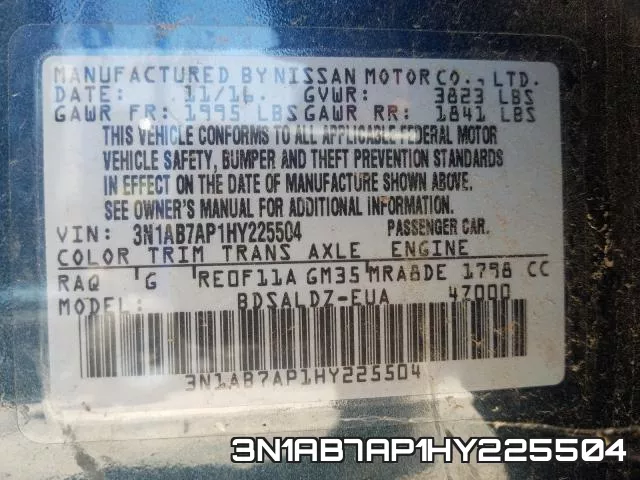 3N1AB7AP1HY225504 фото 2