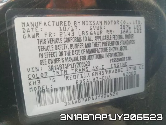 3N1AB7AP1JY206523 фото 2