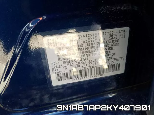3N1AB7AP2KY407901 фото 2