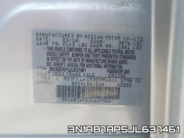 3N1AB7AP5JL637461 фото 2