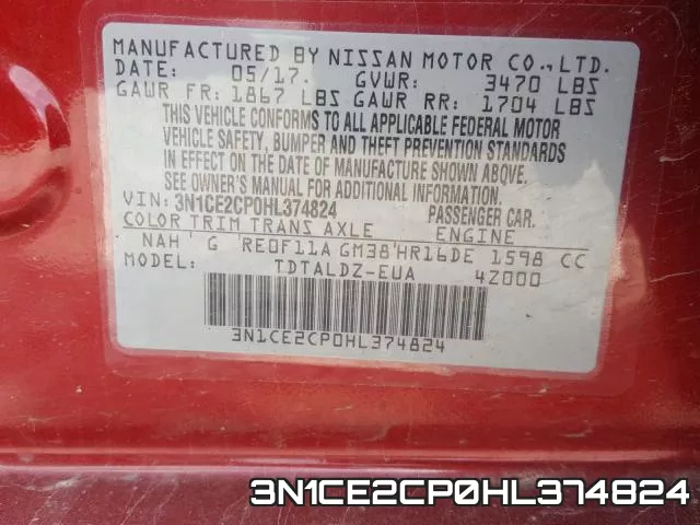 3N1CE2CP0HL374824 фото 2