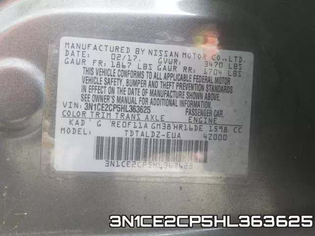 3N1CE2CP5HL363625 фото 2