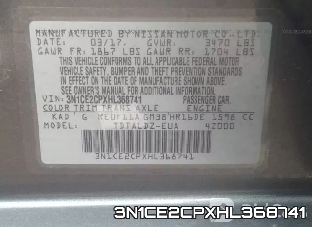 3N1CE2CPXHL368741 фото 10