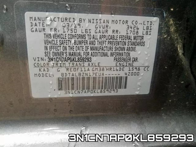 3N1CN7AP0KL859293 фото 2
