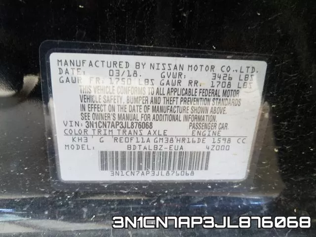 3N1CN7AP3JL876068 фото 2