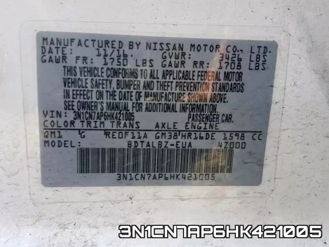 3N1CN7AP6HK421005 фото 2
