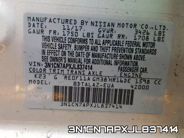 3N1CN7APXJL837414 фото 2