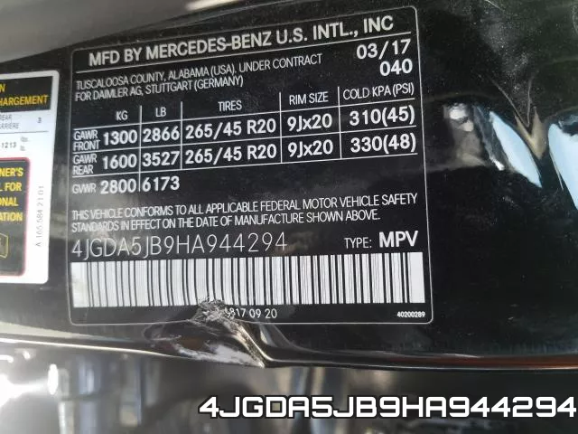 4JGDA5JB9HA944294 фото 2