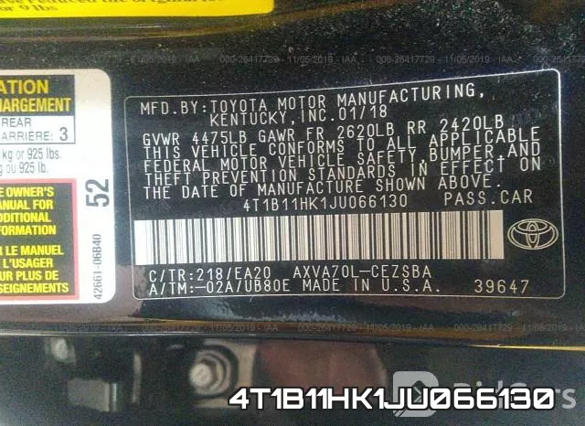 4T1B11HK1JU066130 фото 10