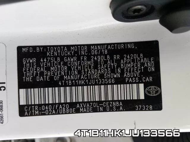 4T1B11HK1JU133566 фото 2