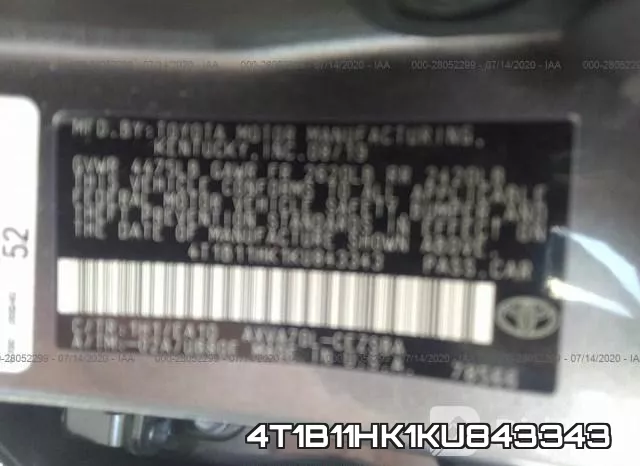 4T1B11HK1KU843343 фото 10