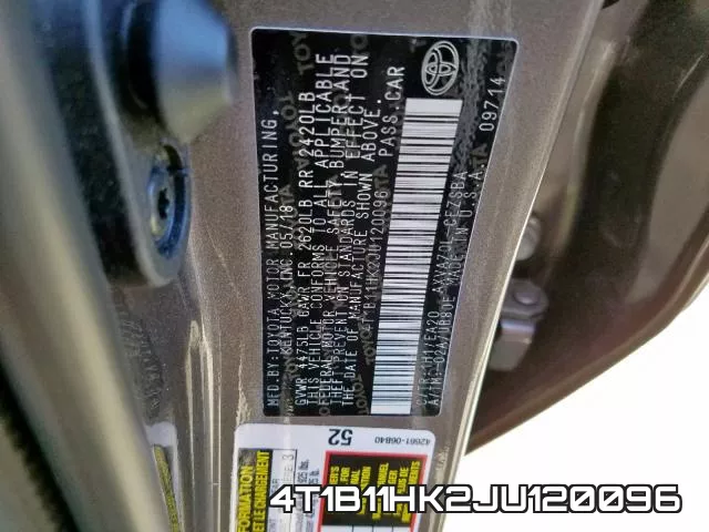 4T1B11HK2JU120096 фото 2