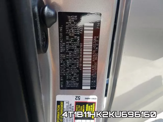 4T1B11HK2KU696160 фото 2