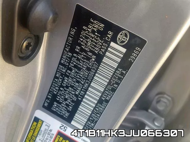 4T1B11HK3JU066307 фото 2