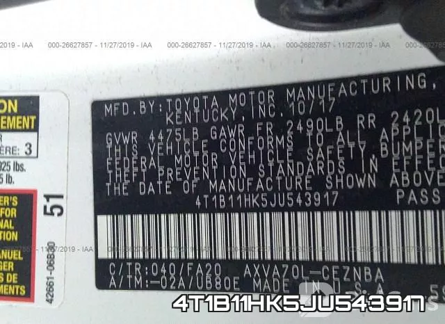 4T1B11HK5JU543917 фото 10