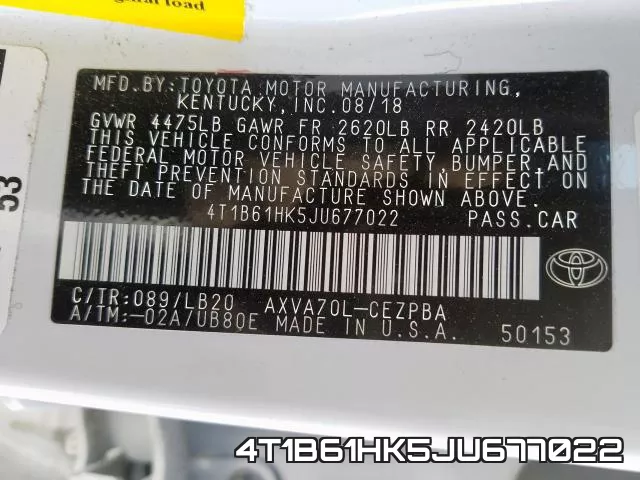 4T1B61HK5JU677022 фото 2