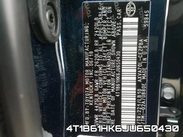 4T1B61HK6JU650430 фото 2